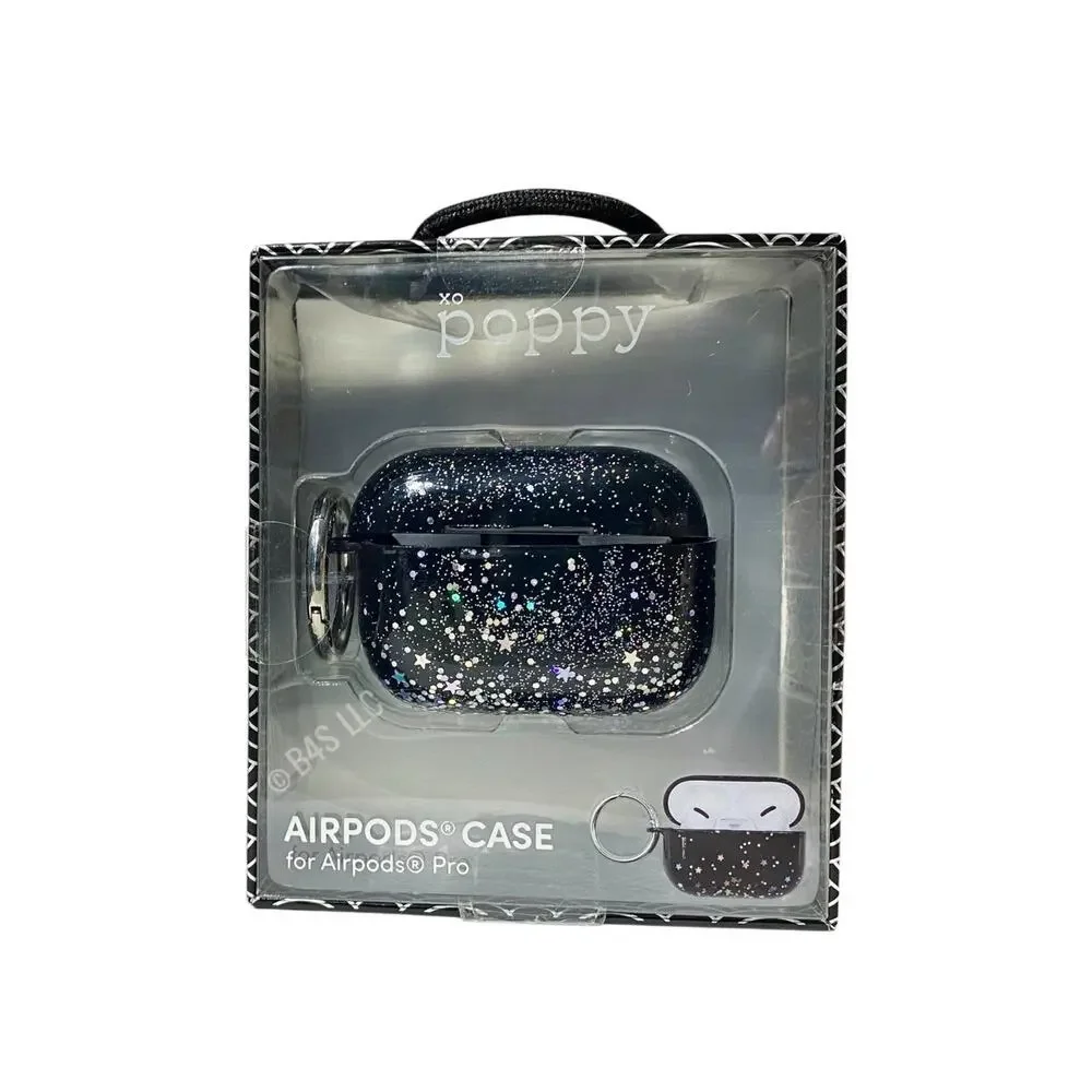 XO Poppy AirPods Pro Case Celestial Glitter Protective Cover Black
